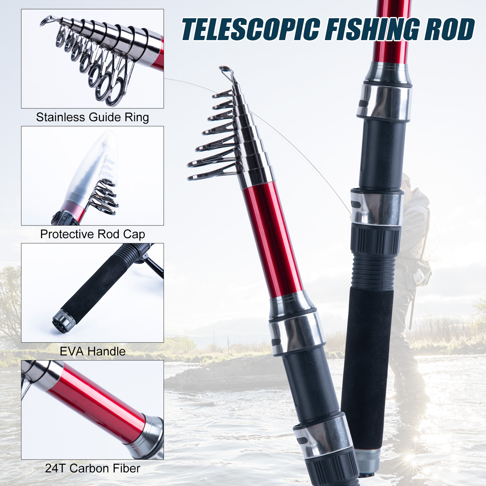 Goture Telescopic Fishing Rod  - огляд і ціна Fishing Rod Carbon Fiber